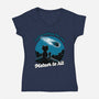 Cat Waiting The Meteor-Womens-V-Neck-Tee-Studio Mootant