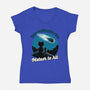 Cat Waiting The Meteor-Womens-V-Neck-Tee-Studio Mootant