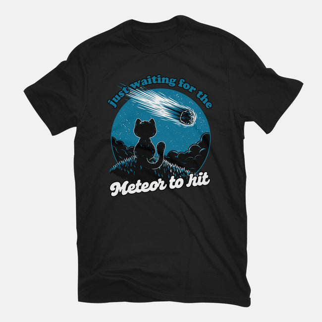 Cat Waiting The Meteor-Mens-Heavyweight-Tee-Studio Mootant