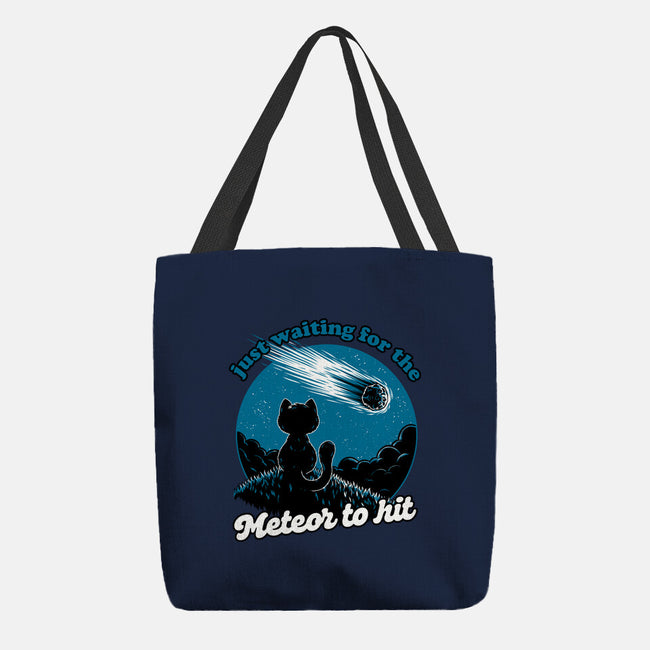 Cat Waiting The Meteor-None-Basic Tote-Bag-Studio Mootant