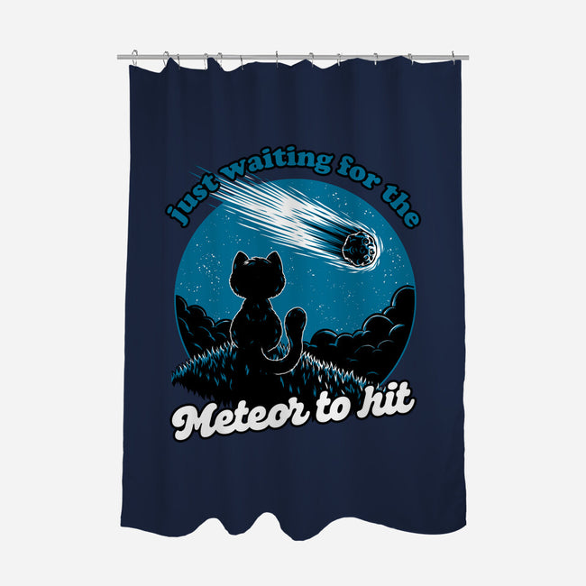 Cat Waiting The Meteor-None-Polyester-Shower Curtain-Studio Mootant