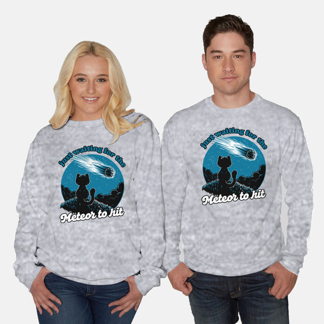 Cat Waiting The Meteor-Unisex-Crew Neck-Sweatshirt-Studio Mootant