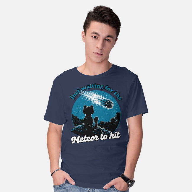 Cat Waiting The Meteor-Mens-Basic-Tee-Studio Mootant