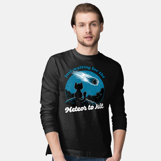 Cat Waiting The Meteor-Mens-Long Sleeved-Tee-Studio Mootant