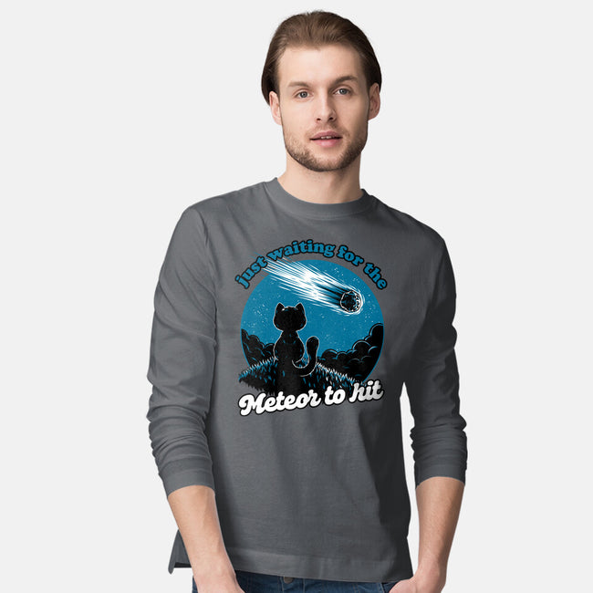 Cat Waiting The Meteor-Mens-Long Sleeved-Tee-Studio Mootant