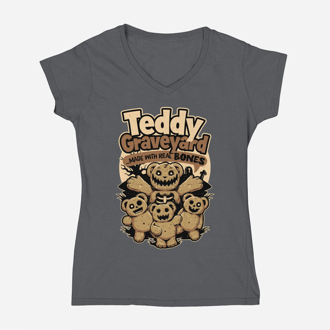 Teddy Graveyard Snack-Womens-V-Neck-Tee-Studio Mootant