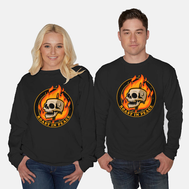 Marshmallow Skull Fire-Unisex-Crew Neck-Sweatshirt-Studio Mootant