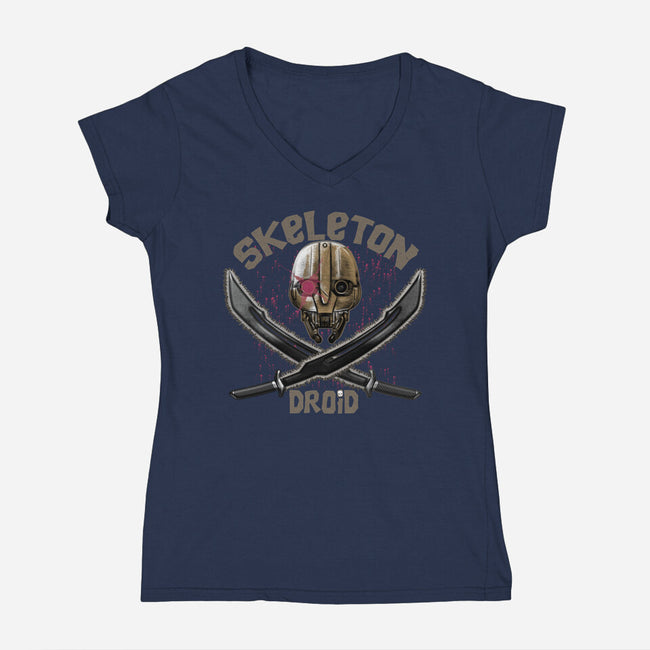 Skeleton Droid-Womens-V-Neck-Tee-Samuel