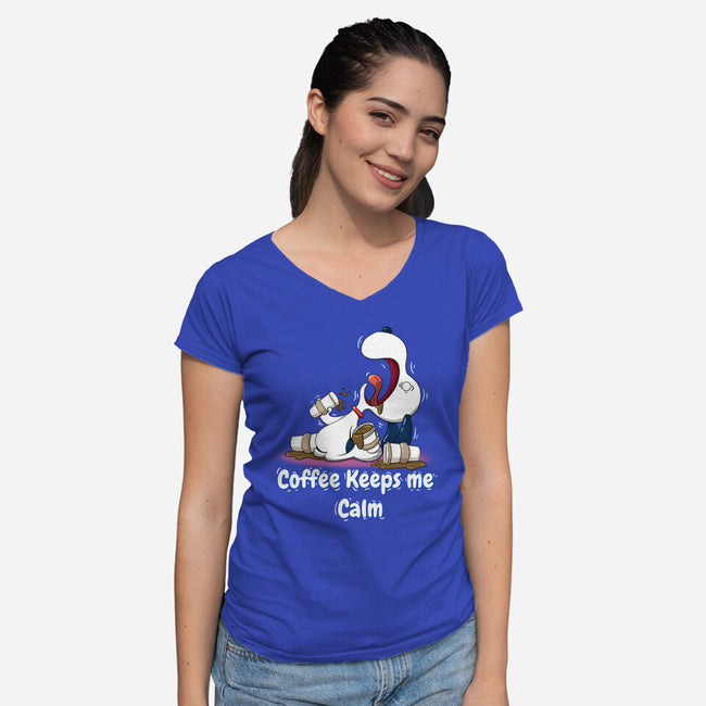 Keeps Me Calm-Womens-V-Neck-Tee-MaxoArt