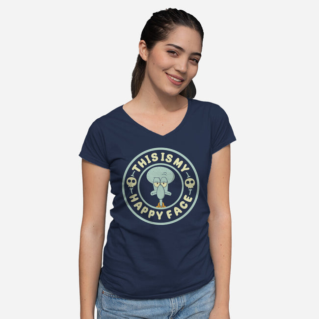 This Is My Happy Face-Womens-V-Neck-Tee-Tri haryadi