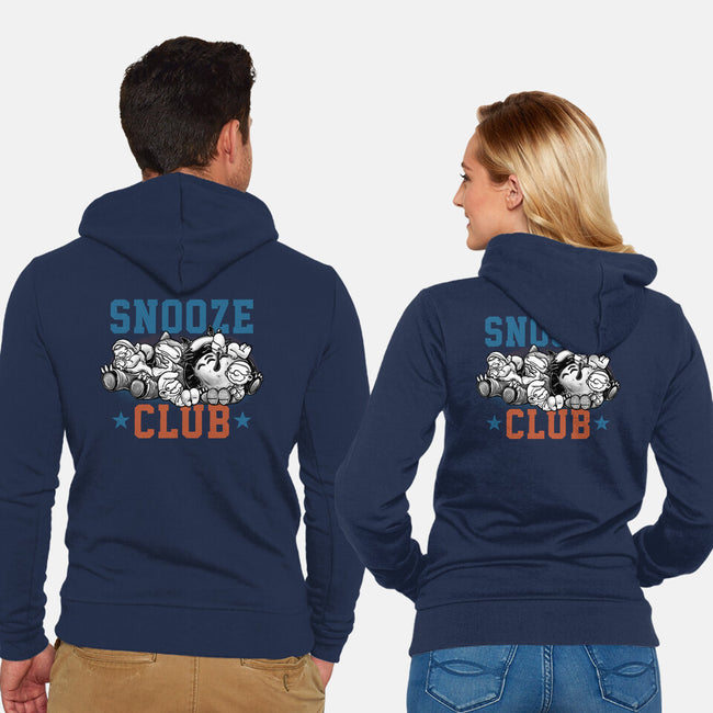 Snooze Club-Unisex-Zip-Up-Sweatshirt-glitchygorilla