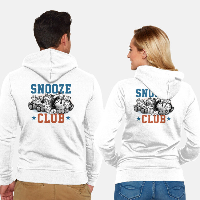 Snooze Club-Unisex-Zip-Up-Sweatshirt-glitchygorilla