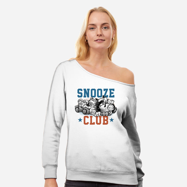 Snooze Club-Womens-Off Shoulder-Sweatshirt-glitchygorilla