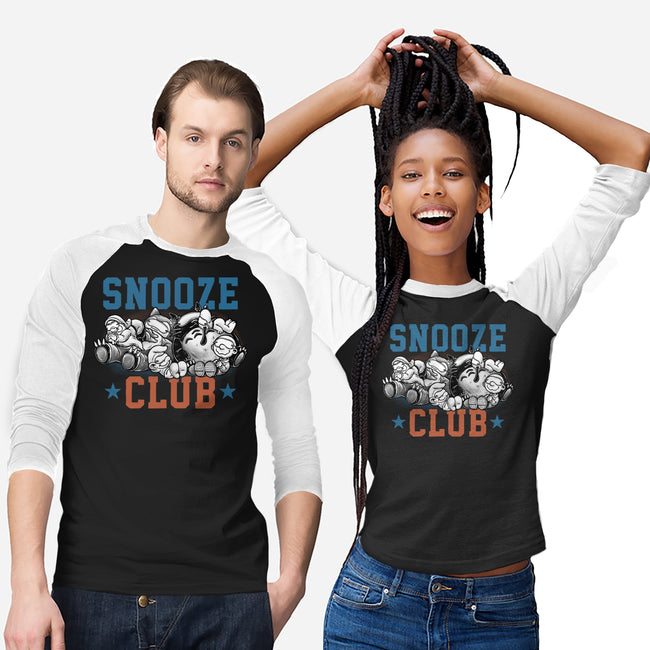 Snooze Club-Unisex-Baseball-Tee-glitchygorilla