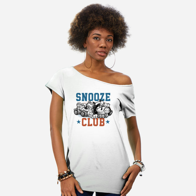 Snooze Club-Womens-Off Shoulder-Tee-glitchygorilla