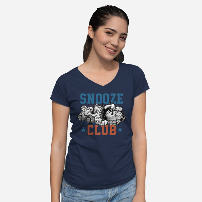 Snooze Club-Womens-V-Neck-Tee-glitchygorilla