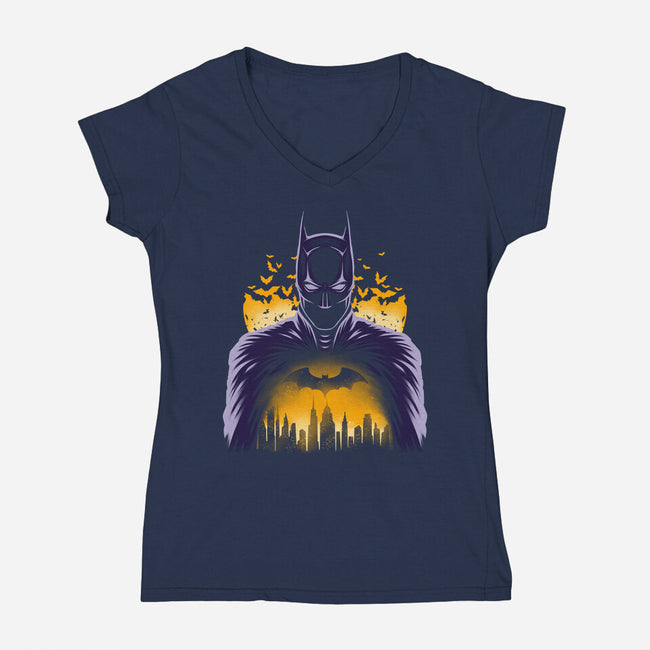 Bat Knight-Womens-V-Neck-Tee-rmatix