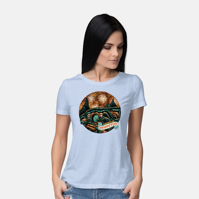 Welcome To Hobbiton-Womens-Basic-Tee-glitchygorilla