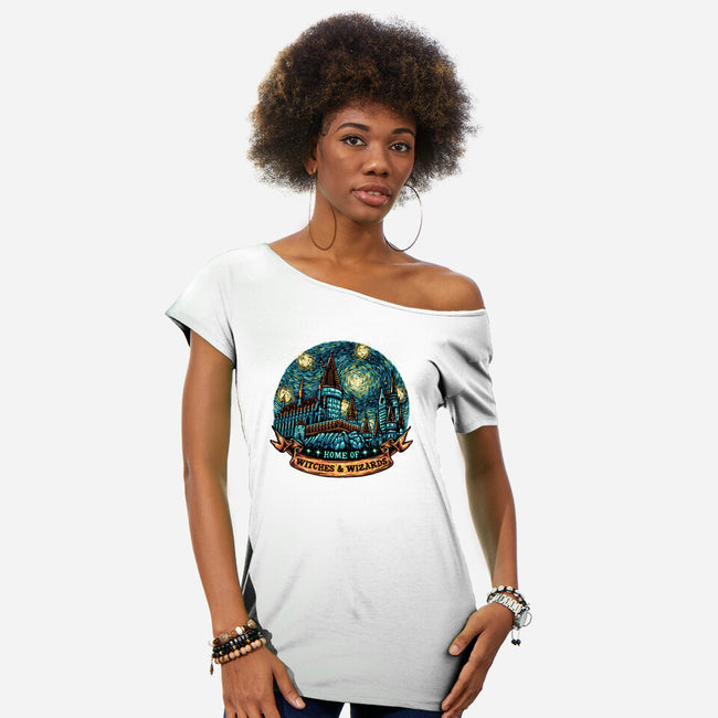 Home Of Witches And Wizards-Womens-Off Shoulder-Tee-glitchygorilla