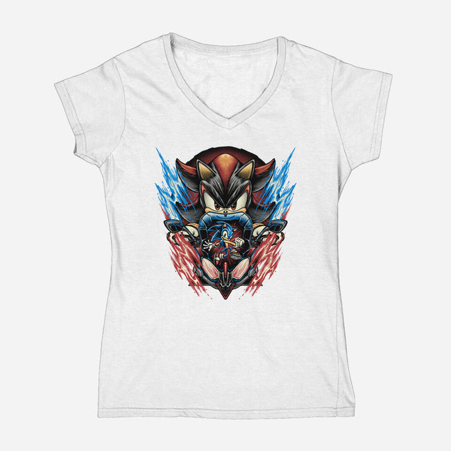 Shadow Of Speed-Womens-V-Neck-Tee-glitchygorilla