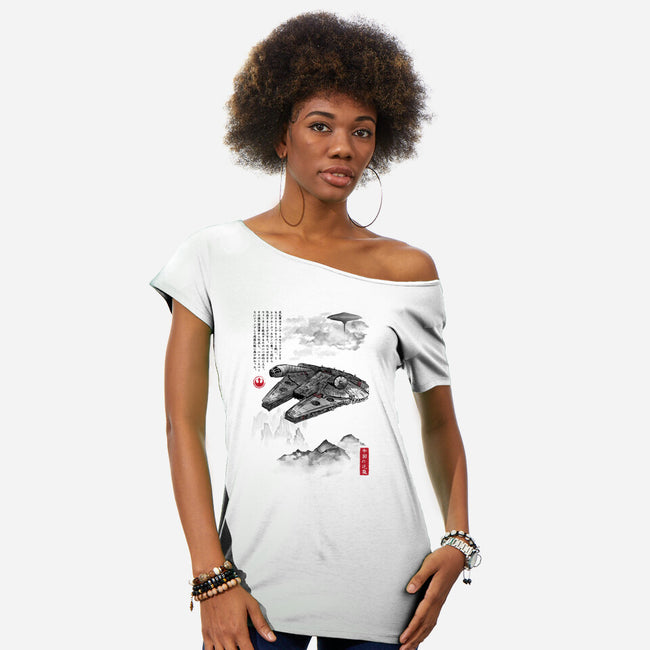 Escape From Cloud City-Womens-Off Shoulder-Tee-DrMonekers