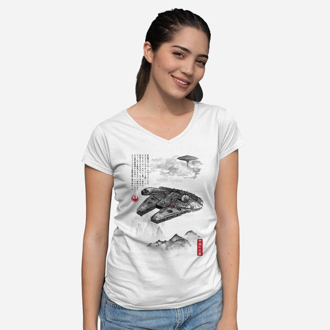 Escape From Cloud City-Womens-V-Neck-Tee-DrMonekers