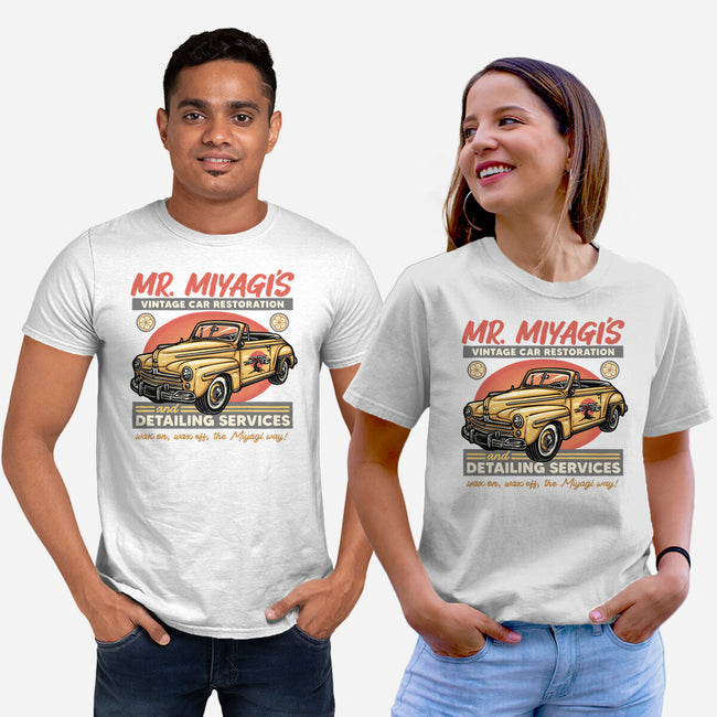 Miyagi Vehicle Restoration-Unisex-Basic-Tee-glitchygorilla