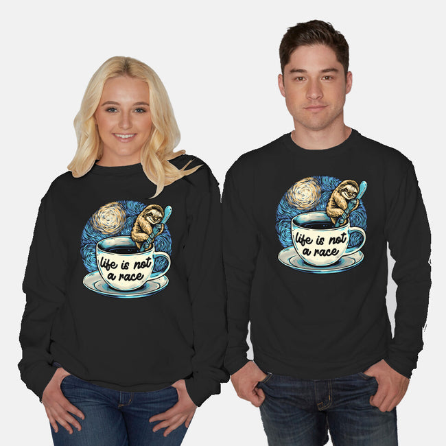 Life Is Not A Race-Unisex-Crew Neck-Sweatshirt-glitchygorilla