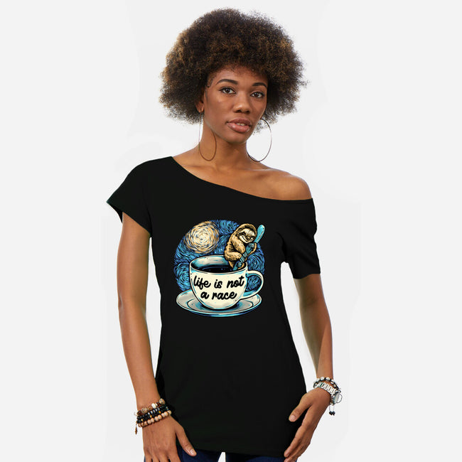 Life Is Not A Race-Womens-Off Shoulder-Tee-glitchygorilla