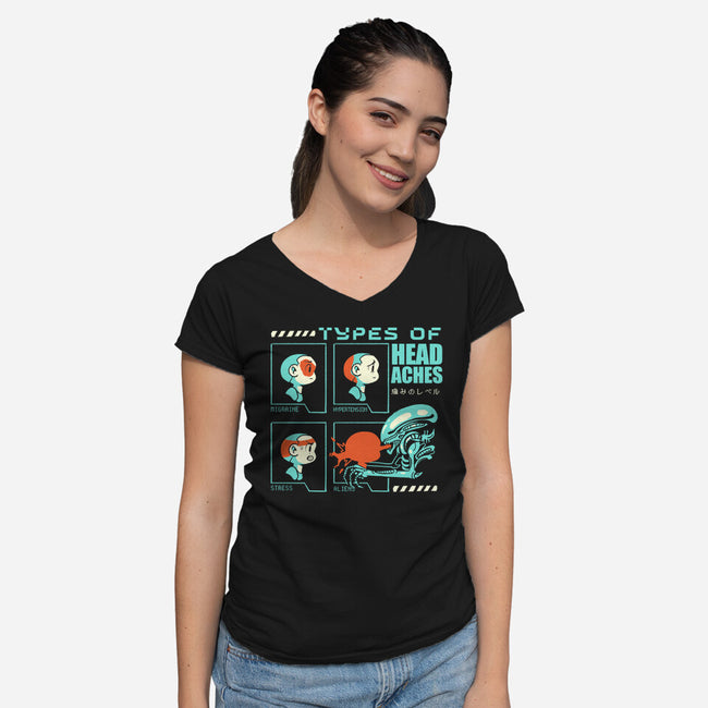 Types Of Headaches-Womens-V-Neck-Tee-Sketchdemao