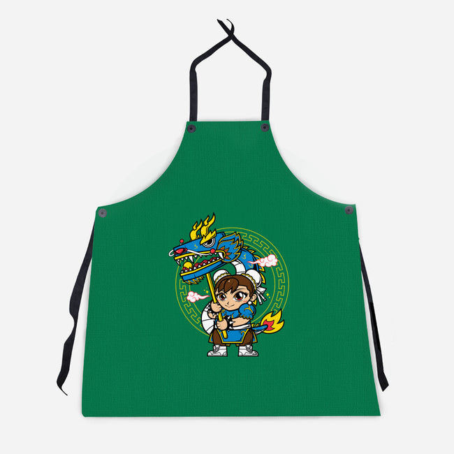 The Blue Dragon Dancer-Unisex-Kitchen-Apron-krisren28