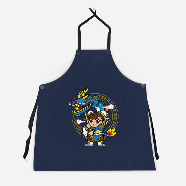 The Blue Dragon Dancer-Unisex-Kitchen-Apron-krisren28