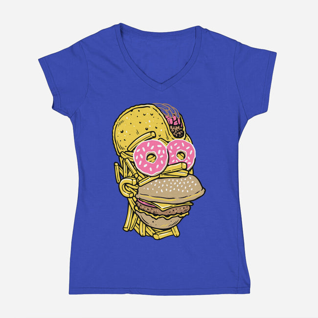 Snack Head-Womens-V-Neck-Tee-glitchygorilla