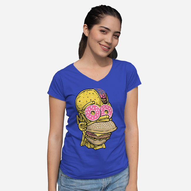 Snack Head-Womens-V-Neck-Tee-glitchygorilla