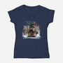 Wanderer Above The Sea Of Titans-Womens-V-Neck-Tee-zascanauta