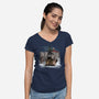 Wanderer Above The Sea Of Titans-Womens-V-Neck-Tee-zascanauta