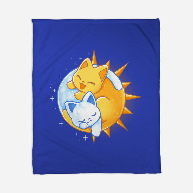 Sun Moon Kitten-None-Fleece-Blanket-Vallina84