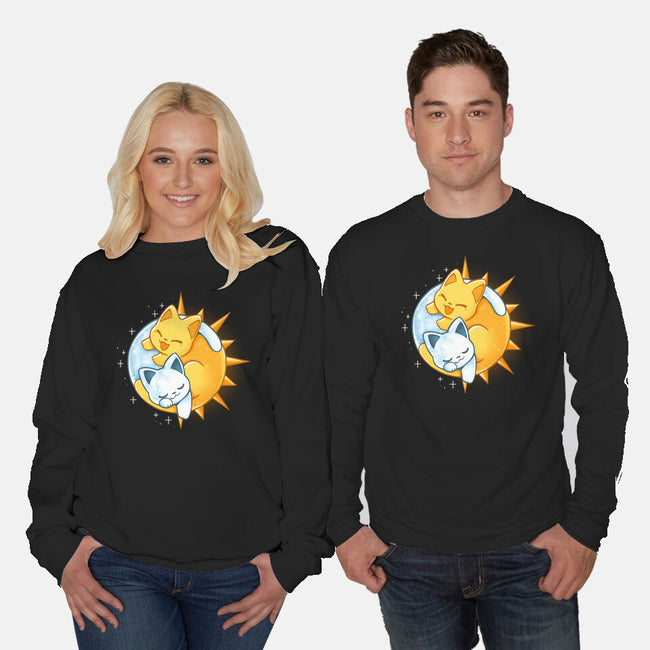 Sun Moon Kitten-Unisex-Crew Neck-Sweatshirt-Vallina84