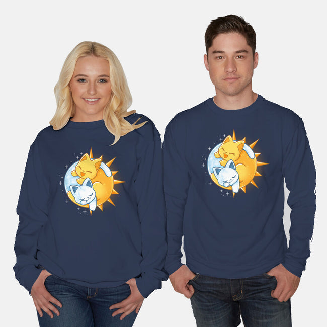 Sun Moon Kitten-Unisex-Crew Neck-Sweatshirt-Vallina84