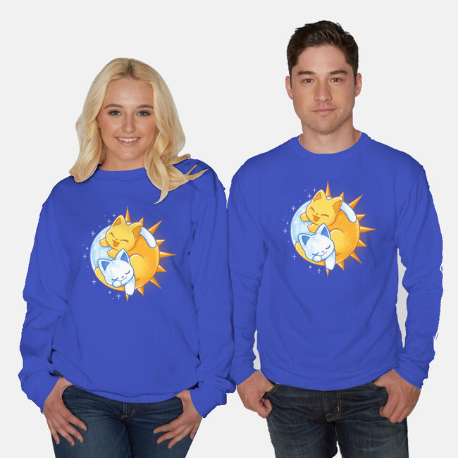 Sun Moon Kitten-Unisex-Crew Neck-Sweatshirt-Vallina84