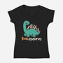 Bookasaurus-Womens-V-Neck-Tee-NemiMakeit