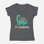 Bookasaurus-Womens-V-Neck-Tee-NemiMakeit