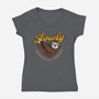 Slowly In Love Sloth-Womens-V-Neck-Tee-dandingeroz