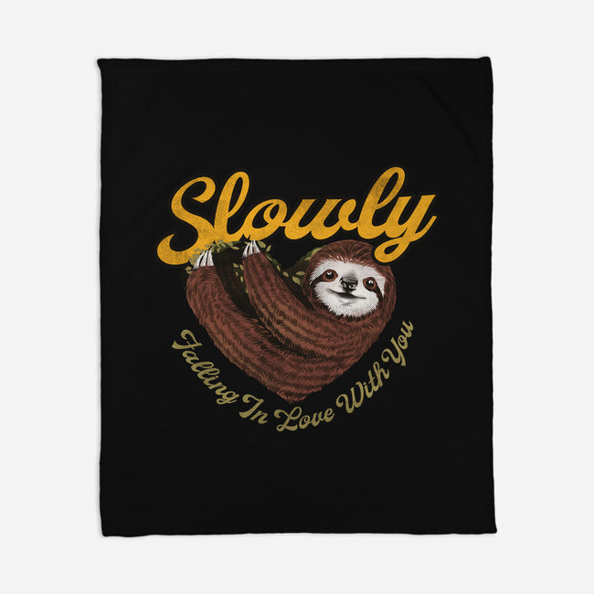 Slowly In Love Sloth-None-Fleece-Blanket-dandingeroz