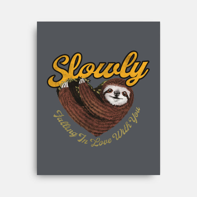 Slowly In Love Sloth-None-Stretched-Canvas-dandingeroz