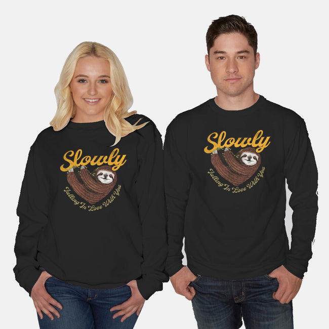 Slowly In Love Sloth-Unisex-Crew Neck-Sweatshirt-dandingeroz