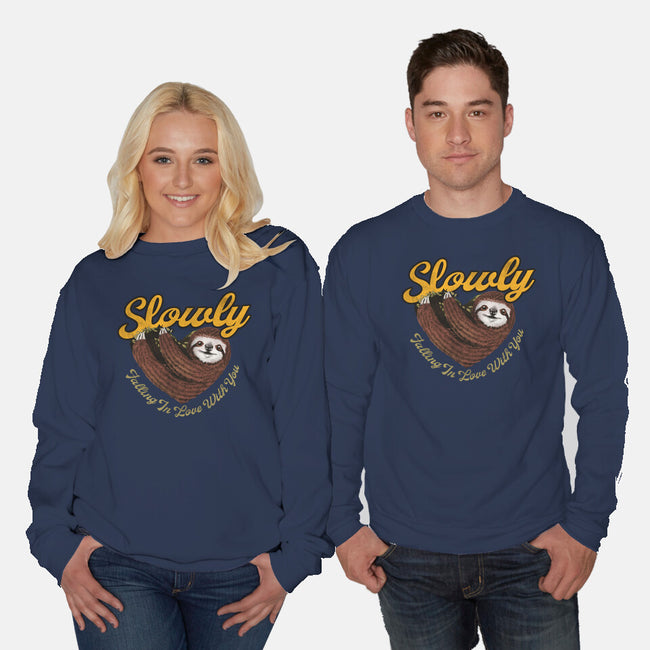 Slowly In Love Sloth-Unisex-Crew Neck-Sweatshirt-dandingeroz