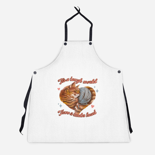 Tender Heart Cat-Unisex-Kitchen-Apron-dandingeroz