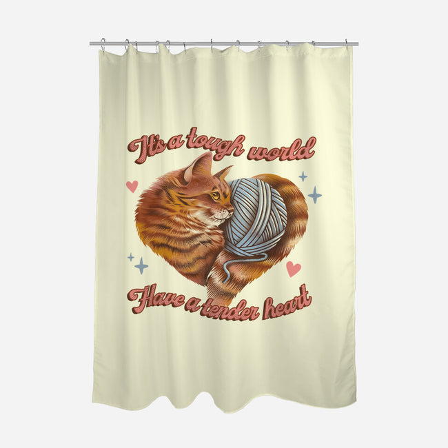 Tender Heart Cat-None-Polyester-Shower Curtain-dandingeroz