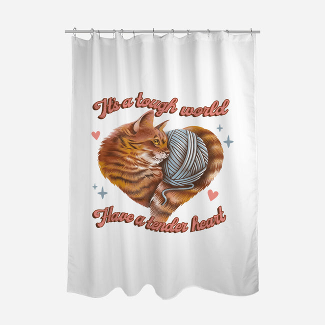 Tender Heart Cat-None-Polyester-Shower Curtain-dandingeroz